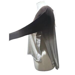 UNIQ Womens Ombre Long Sleeve Top With Side Slits Sz Small Womens Brown & Beige